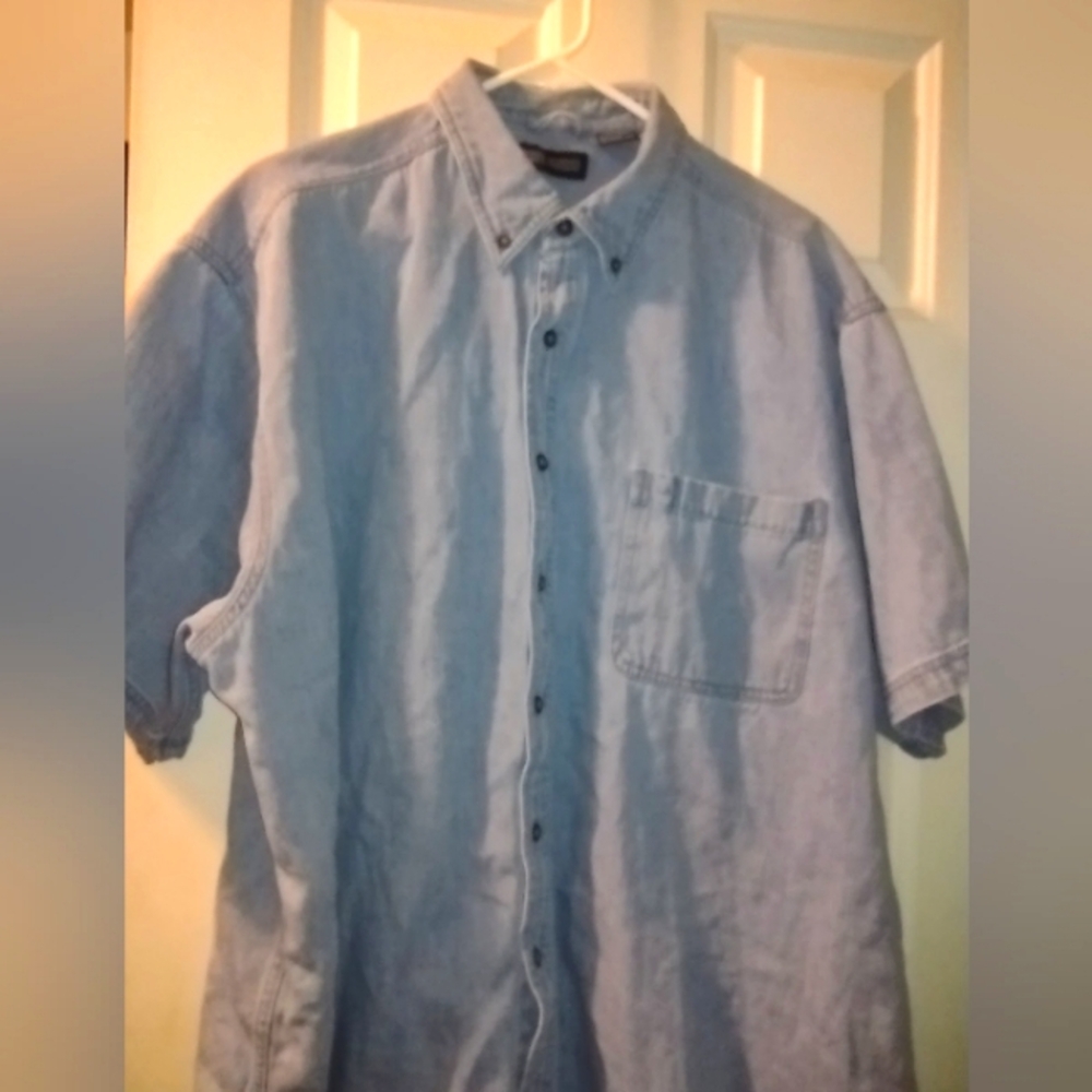 Faded Glory, Denim Dress Shirt, SS 2XL